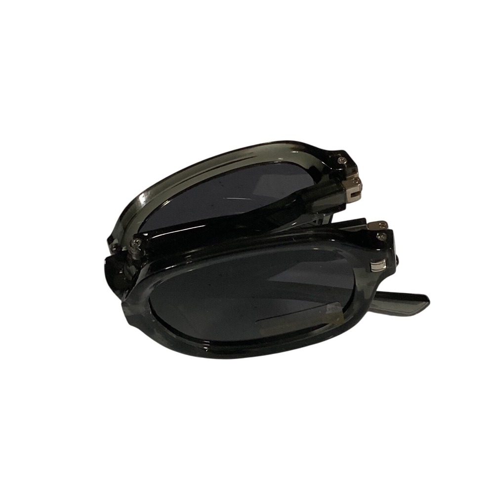 Folding Sunglasses Gray Frame Dark Lenses Oval Travel Case Fashion Accessories‎ - Picture 3 of 5